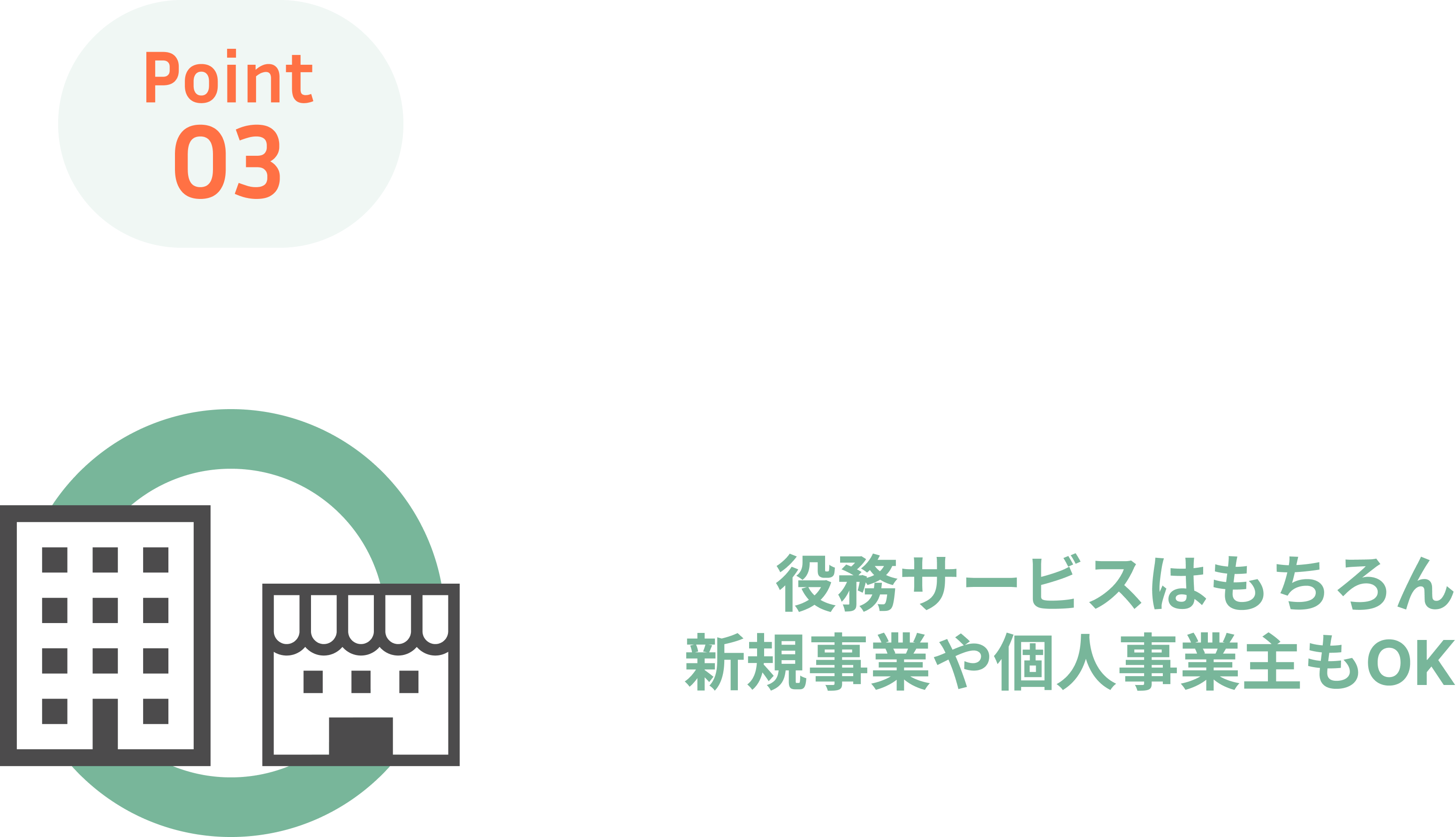 役務サービスはもちろん新規事業や個人事業主もOK